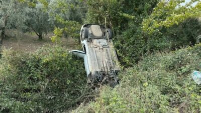 Bursa’da sollama yaparken zeytinliğe uçtu