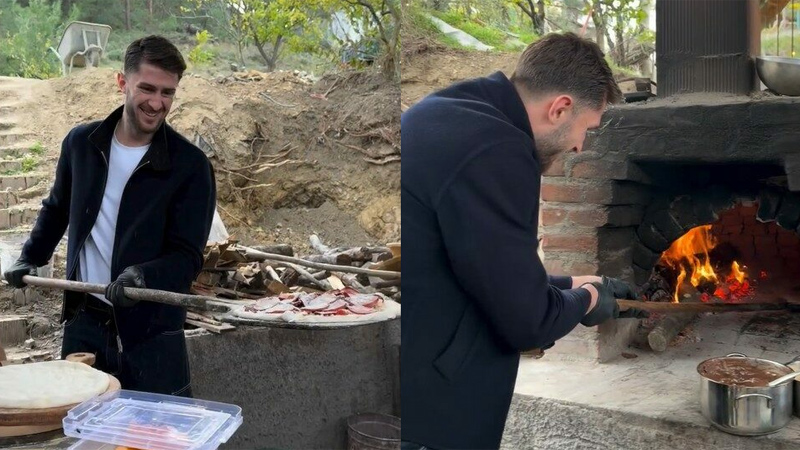 Bursalı milli futbolcu memleketinde kendi pizzasını yaptı