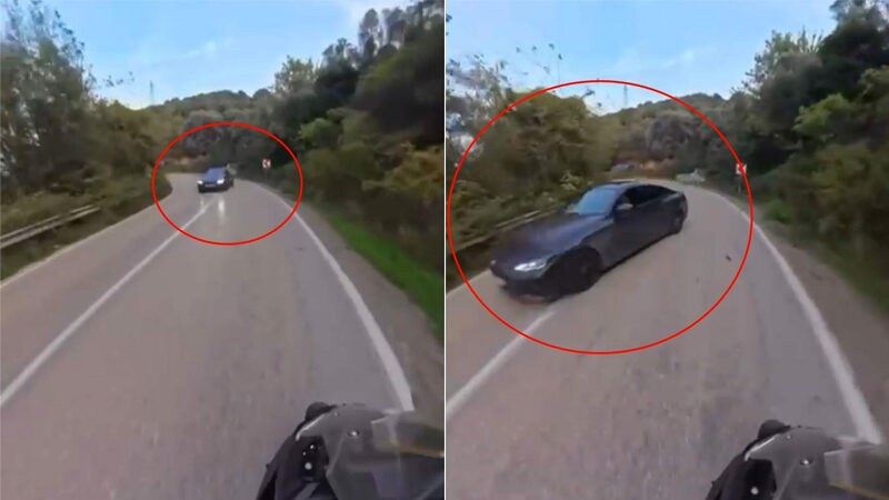 Bursa’da drift terörü! Faciaya kıl payı Bursa’da, bir motosikletlinin, virajda sürücüsünün drift attığı otomobilin kendisine çarpmasından