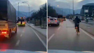 Görüntüler Bursa’dan… Trafikte tehlikeli anlar