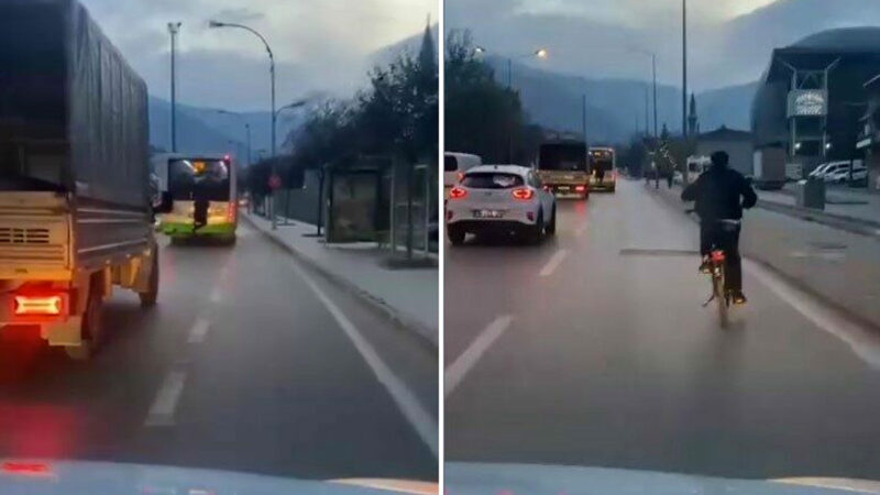 Görüntüler Bursa’dan… Trafikte tehlikeli anlar