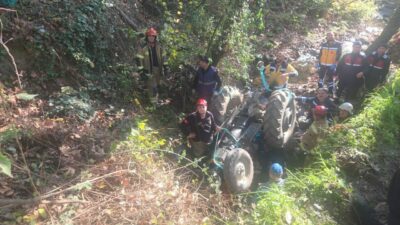 Bursa’da feci kaza! Dere yatağına uçtu…