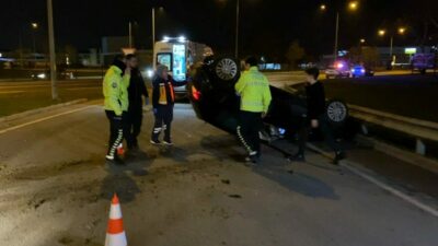 Bursa’da otomobil takla attı
