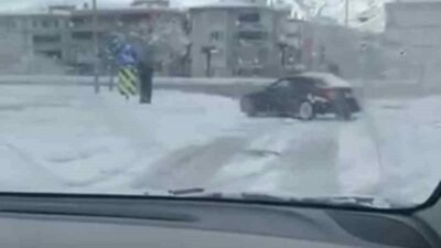 Bursa’da kar drifti! Herkesin canını tehlikeye attı