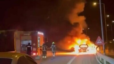 Bursa’da otomobil alev topuna döndü: O anları çaresizce izledi…