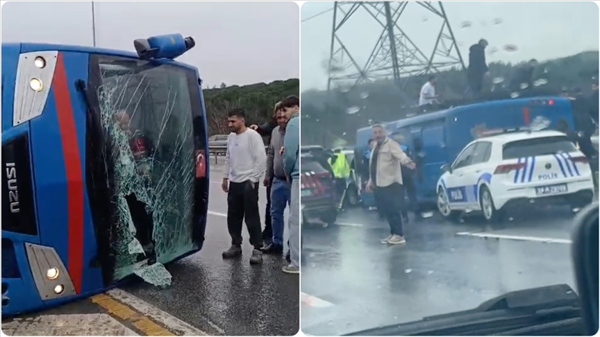 Cezaevi nakil aracı devrildi! Yaralılar var