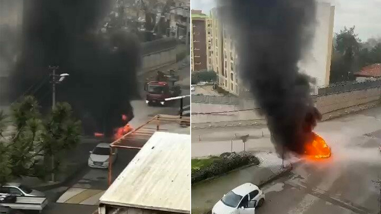 Bursa’da panik anları! Yanan araç art arda patladı