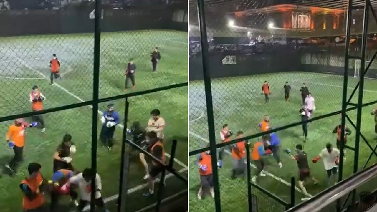 Görüntüler Bursa’dan… Boks eldivenleriyle futbol oynadılar