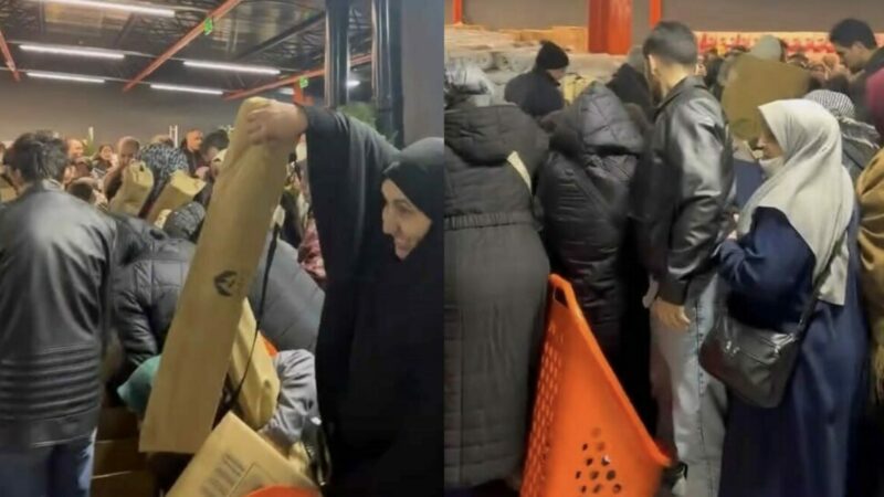 Bursa’nın İnegöl ilçesinde yeni açılan bir mağazanın indirim kampanyası yoğun