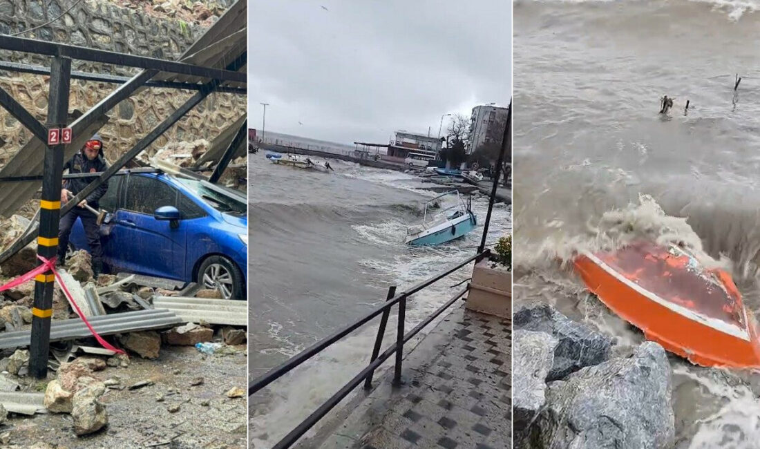 Bursa’da etkisini sürdüren sağanak ve fırtına hayatı olumsuz etkiledi. Heyelan