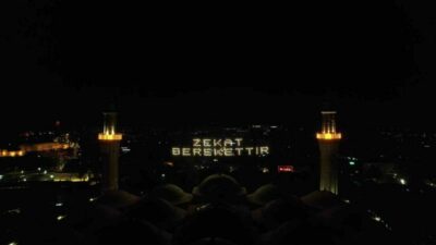 Bursa Ulucami’nin yeni mahyası Uludağ’dan görülüyor