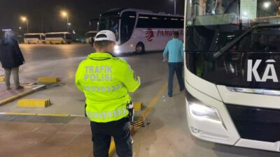 Bursa İnegöl’de bayram öncesi terminalde trafik denetimi