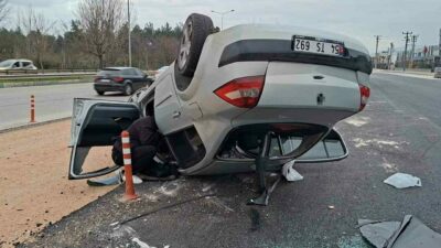 Bursa’da otomobil takla attı! Ölümden döndü
