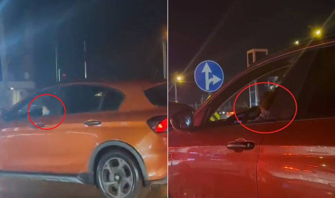 Bursa’da tepki çeken görüntüler! Bursa’nın İnegöl ilçesinde otomobil sürücüsünün kucağındaki çocukla trafikte seyrettiği anlar