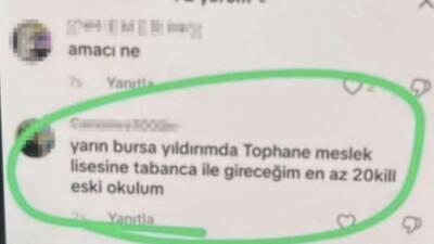 Bursa’da bir okulun ismini vererek saldırı planladığını yazan kullanıcının mesajı