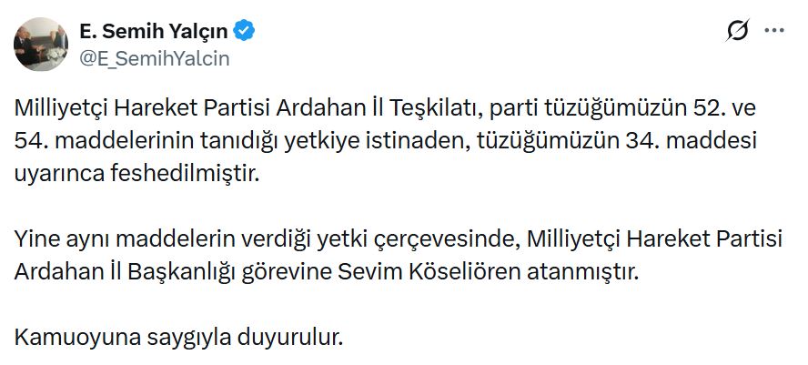 MHP, Ardahan Teşkilatı'nı feshetti 1 mhp ardahan teskilatini feshetti 3ed09e739392