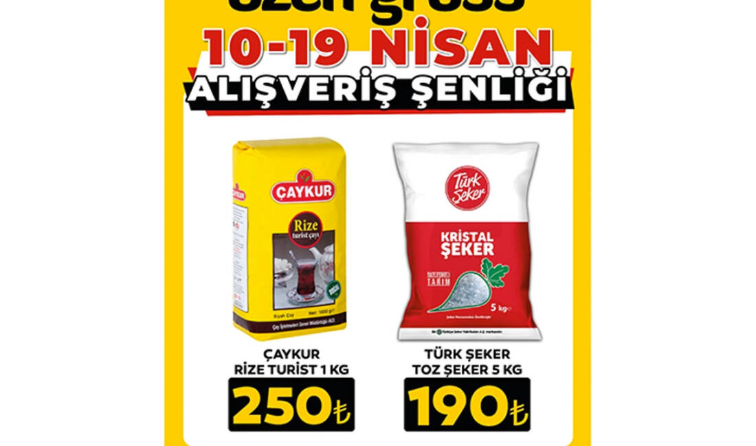 Özen Gross’ta 10- 19 Nisan Alışveriş Şenliği başladı: En ucuz fiyatlar Bursa ve Kütahya’da! Bursa'nın en ucuz fiyatlı gross market zincirlerinden biri olan Özen