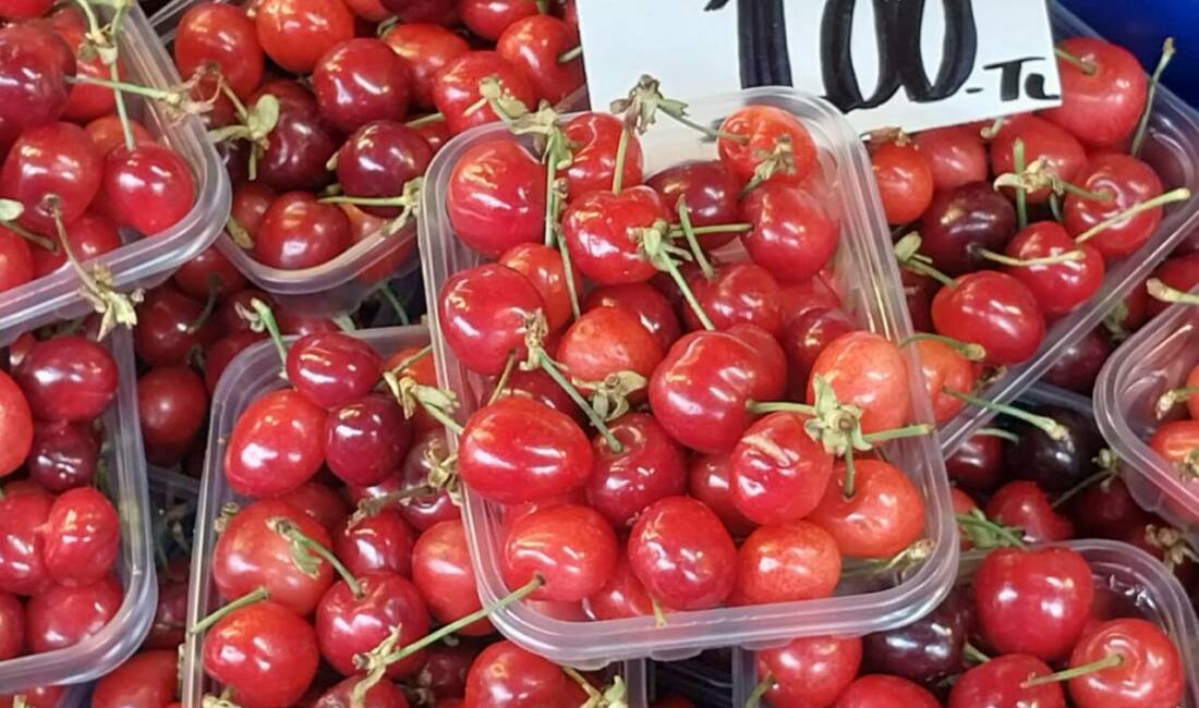 Bursa’daki tarihi Tuz Pazarı’nda yaz meyveleri tezgahlarda yerini almaya başladı.
