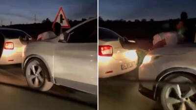 Bursa’da yolda kalan aracı çekmek isteyen bir vatandaş, halat bulamayınca
