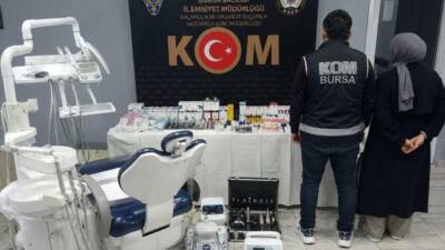 Bursa'nın İnegöl ilçesinde kaçak diş muayenesi işlettiği belirlenen sahte diş