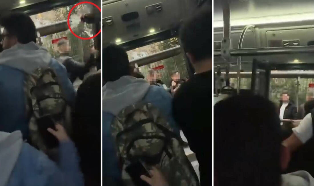 Görüntüler Bursa’dan… Otobüsün içi savaş alanına döndü Bursa’da seyir halindeki otobüste iddiaya göre alkol tüketen yolcu ile