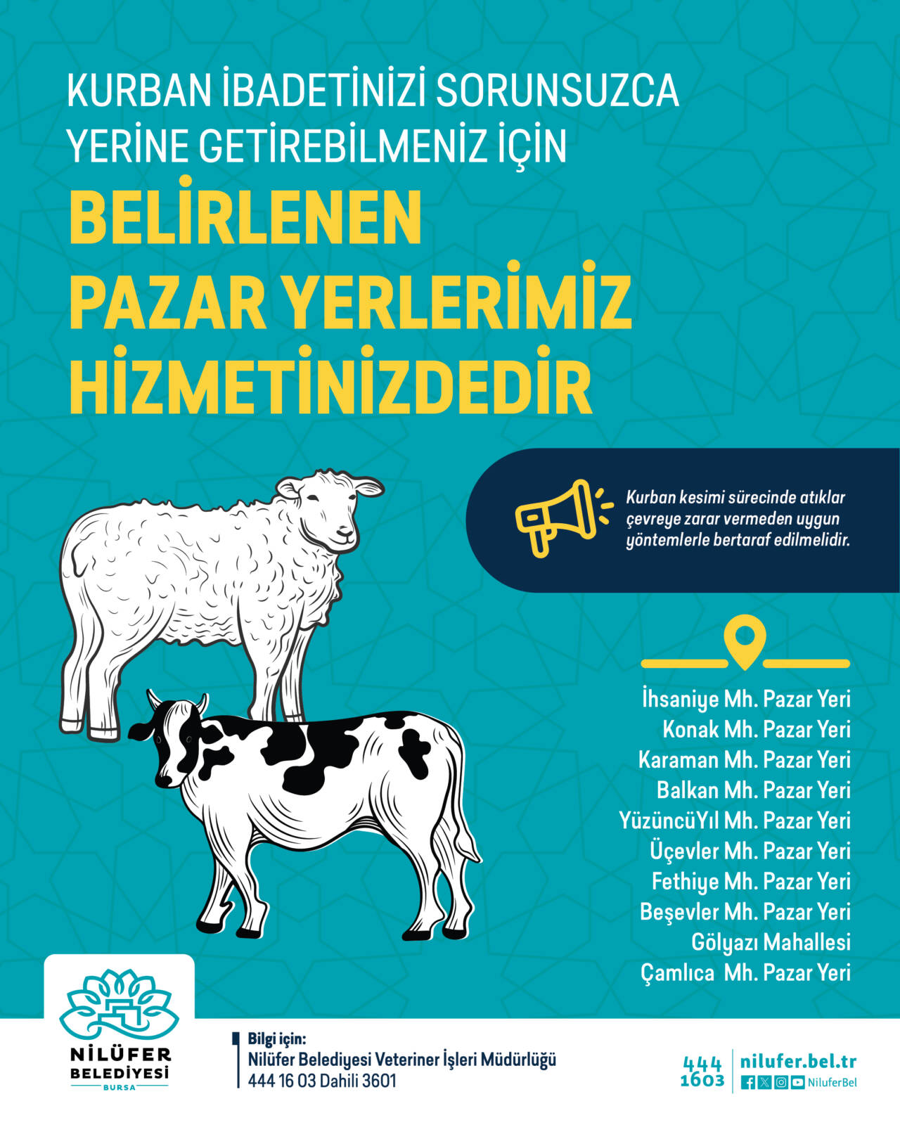 Bursa Nilüfer'de kurban kesim yerleri belirlendi 1 kurban hizmetleri
