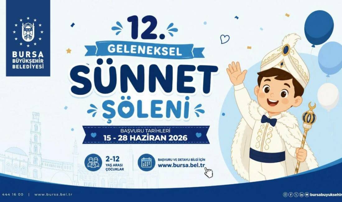 Bursa Büyükşehir’den ‘Toplu Sünnet Şöleni’ Bursa Büyükşehir Belediyesi tar afından ihtiyaç sahibi vatandaşların çocuklarına yönelik