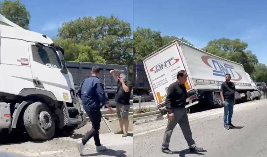 Bursa’da lastiği patlayan TIR refüje girdi Bursa’nın Karacabey ilçesinde ön lastiği patlayan TIR kontrolden çıkarak orta