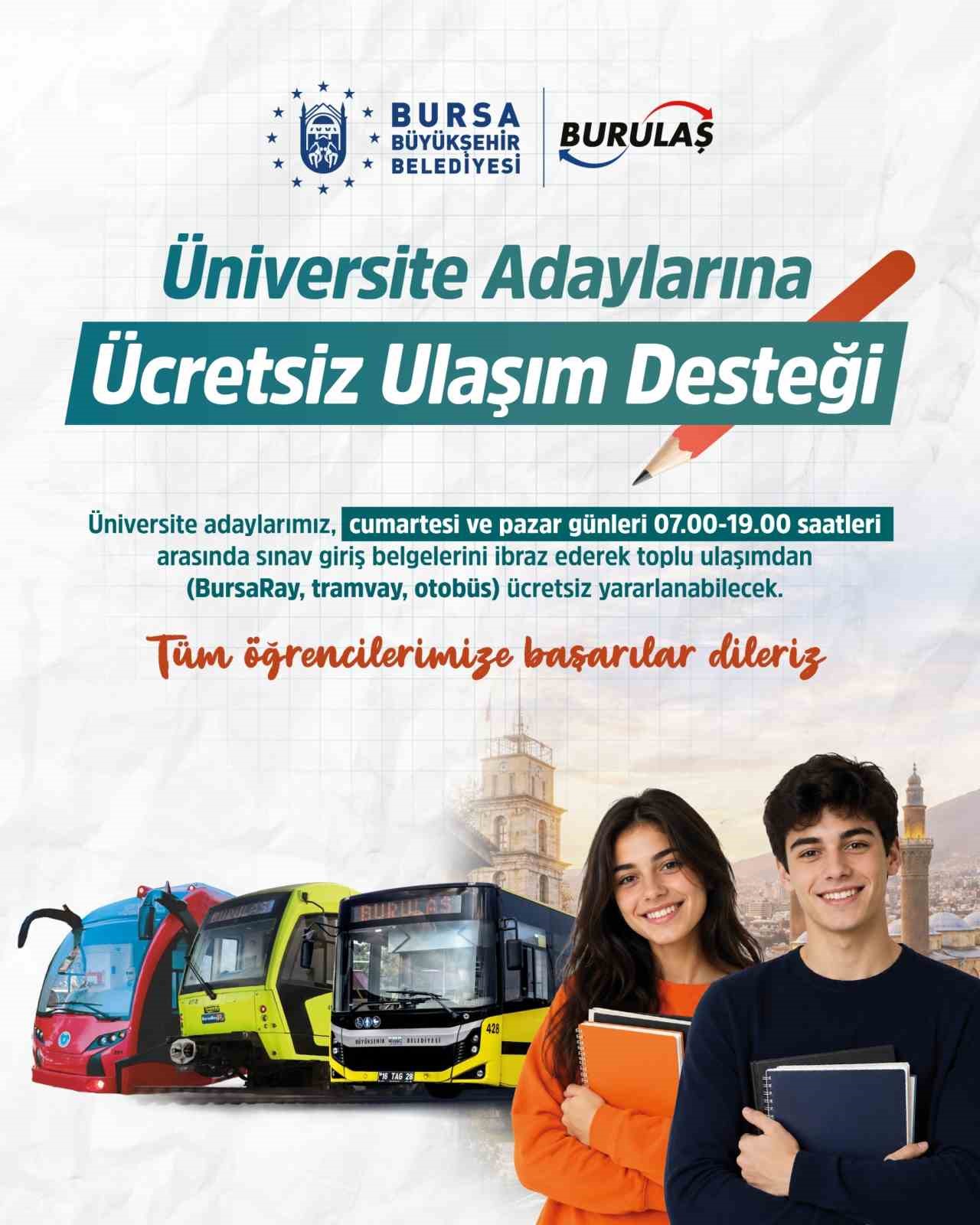 Bursa’da YKS'ye girecekler dikkat! Ulaşım ücretsiz olacak 1 bursada yksyya girecekler dikkat ulasim ucretsiz olacak 259938a9cc7d