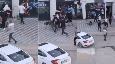 Bursa'nın İnegöl ilçesinde kahvehanede başlayıp sokağa taşan kemerli, ıstakalı kavga,
