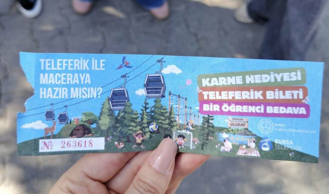 Bursa'da karne alan 615 bin 880 öğrenciye, Bursa Teleferik A.Ş.