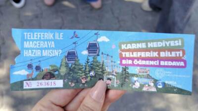 Bursa'da karne alan 615 bin 880 öğrenciye, Bursa Teleferik A.Ş.