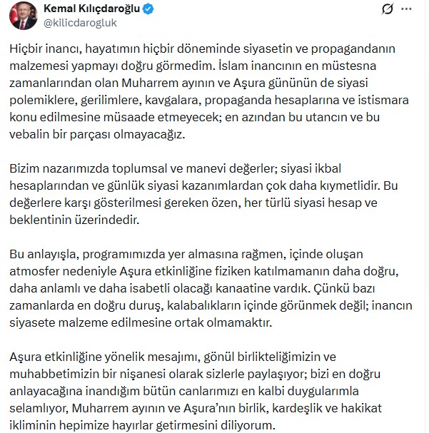 kilicdaroglu en dogru durus inancin siyasete malzeme edilmesine ortak olmamaktir 056a5bbcb955