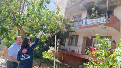 Bursa'nın Yenişehir ilçesinde bir apartman dairesinde çıkan yangın itfaiye ekiplerince