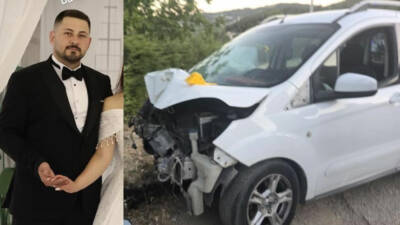 Bursa’nın Mudanya ilçesinde elektrik direğine çarpan otomobilin sürücüsüne yardım etmek
