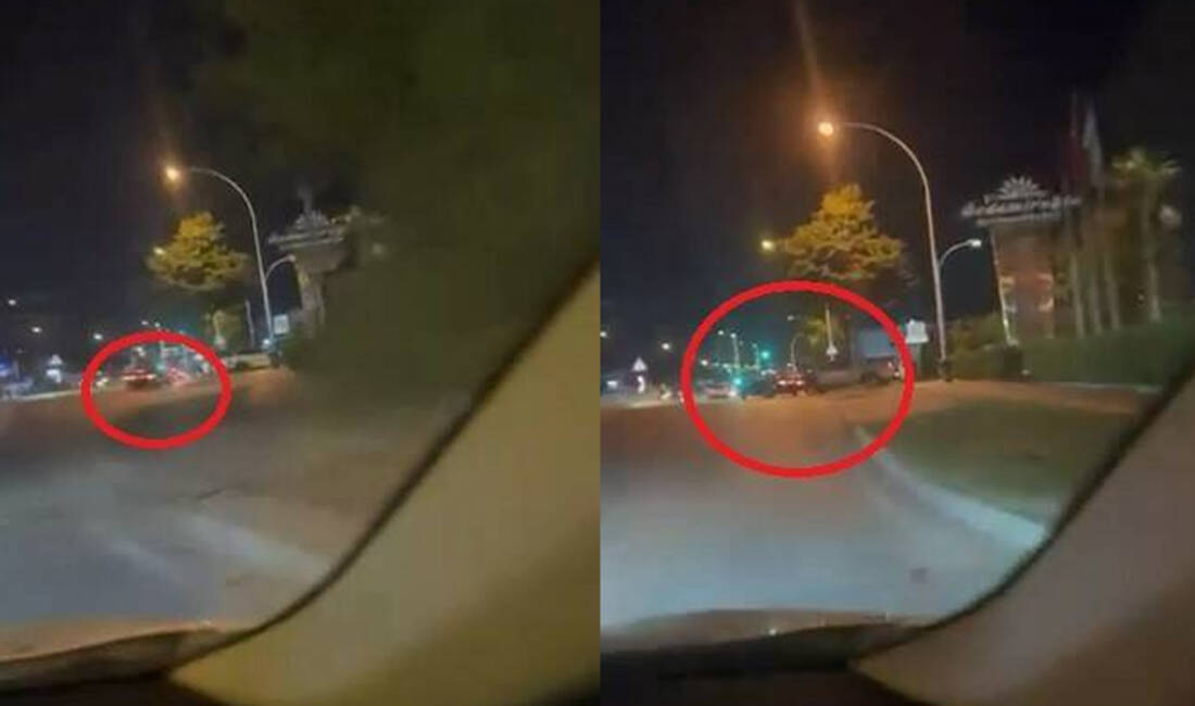 Bursa’da drift dehşeti! Bursa’da yeşil ışıkta drift yaparak kalkan otomobil, park halindeki araçlara
