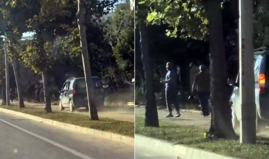 Bursa’da akıl almaz görüntüler Bursa’da hafif ticari aracın kaldırım üzerinden ilerlediği anlar cep telefonu