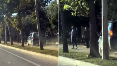 Bursa’da hafif ticari aracın kaldırım üzerinden ilerlediği anlar cep telefonu