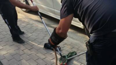 Bursa’nın İnegöl ilçesinde park halindeki minibüsün motor kısmına giren yılan,