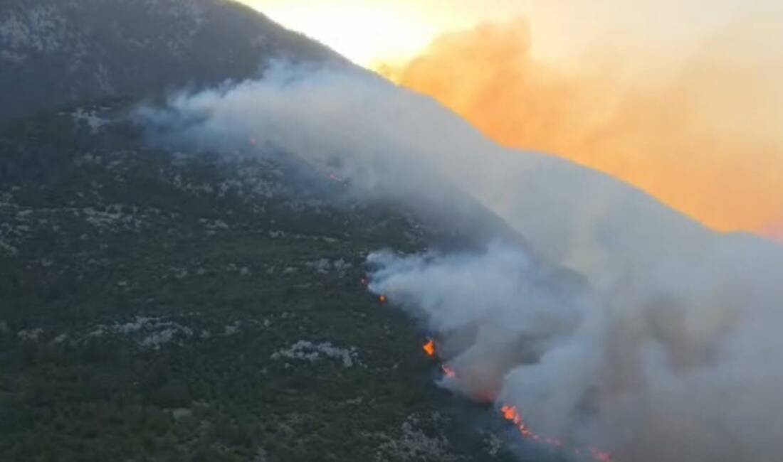 Antalya'nın Kaş ilçesinde çıkan orman yangınına havadan ve karadan müdahale