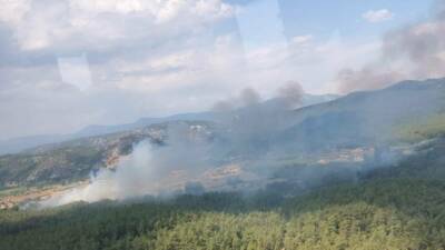 Muğla'nın Menteşe ilçesinde, tarım arazisinde çıkan yangın ormana sıçradı. Bölgeye