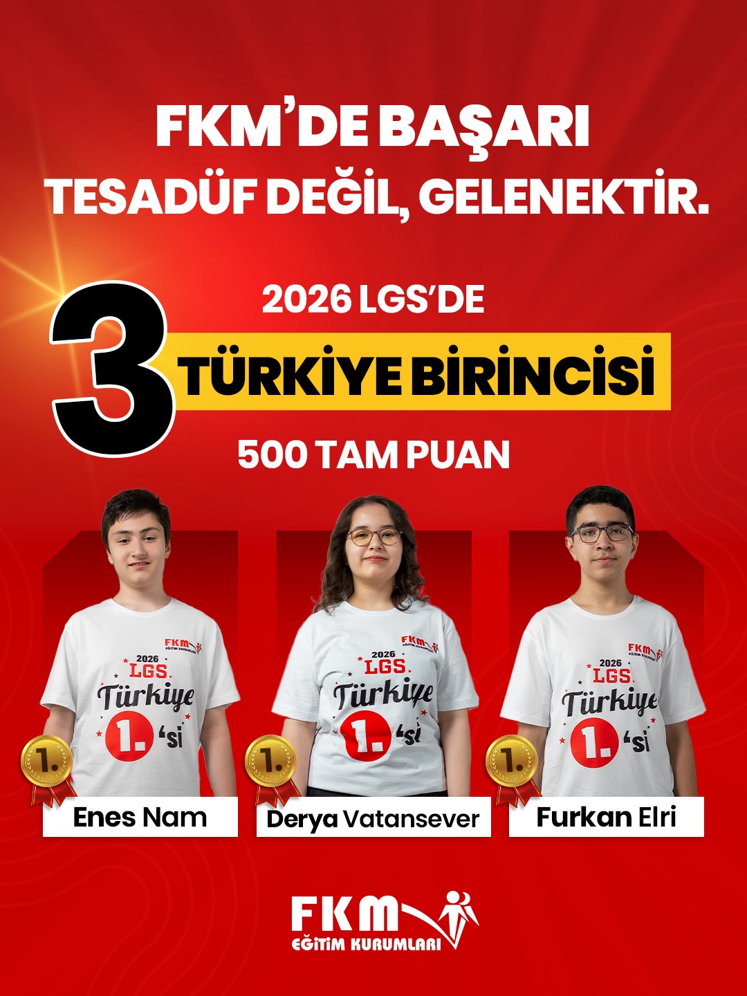 FKM'den 2026 LGS'de 3 Türkiye birincisi! 7 FKM Eğitim Kurumları, 2026 LGS'de 3 Türkiye Birincisi Çıkardı